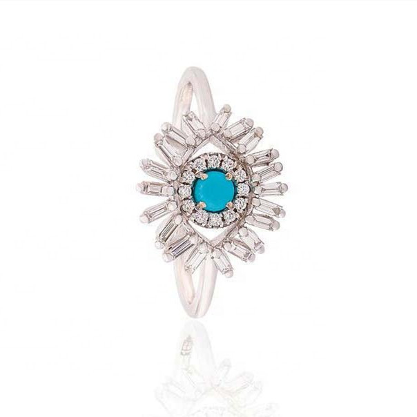 925 Sterling Gümüş Turkuaz Evil Eye Sonsuzluk Band Yüzüğü Unisex El Yapımı Mücevherler