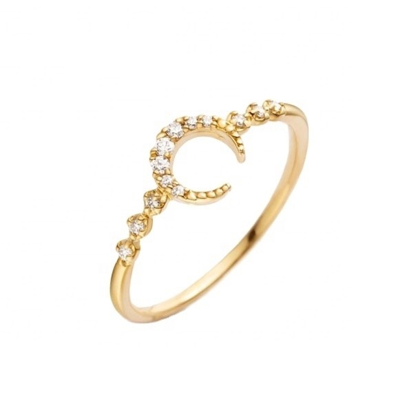 Erkekler için ince sterlin gümüş 925 Custom Moon Ring 14k 18k 24k Altın ile Brezilya'dan 2022