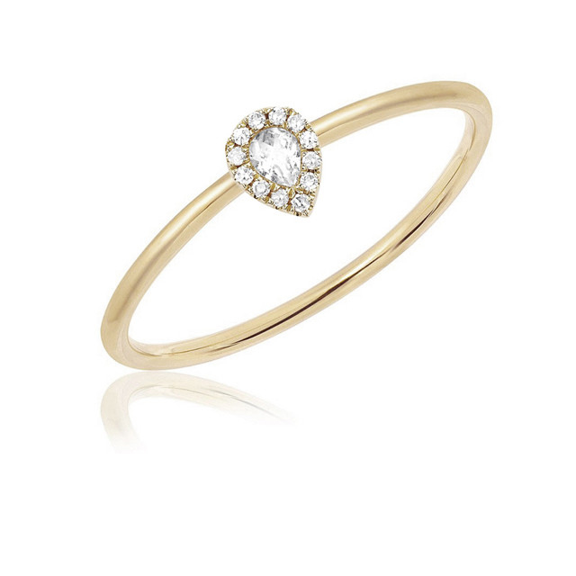 18K Gold Rhodium Plating Teardrop Stack Nişan Yüzüğü Ülke Piyasaları için Mücevher