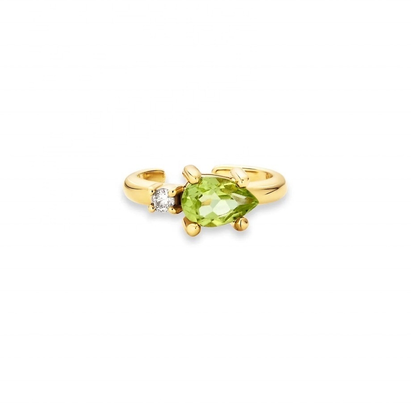 18K Altın Kaplama 925 Ayar Gümüş TRENDY Tasarım Armut Kesim Peridot CZ Manşet Küpeler