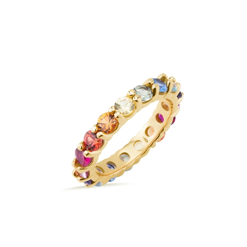Eşsiz Prong Renkli Kübik Zirkon Aksesuarları Kadınlar 925 Sterling Gümüş Sonsuzluk Band Yüzüğü