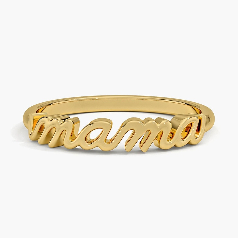 Klasik 925 Sterling Gümüş 14K Altın Yüksek Yumuşatılmış MAMA Kadın Yüzükleri Minimalist Tasarımda