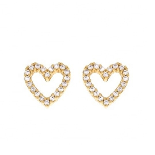 Brass/Copper/925 Sterling Silver Heart Stud küpeleri ile Tam Pave CZ Kalp 8mm