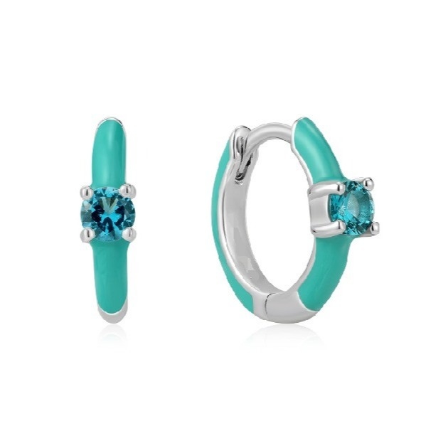 Neon Turkuaz Enamel Micro Pave CZ Şekerli Renkli Kız Kadınlar Küpeler Ekolojik Dostu Evet