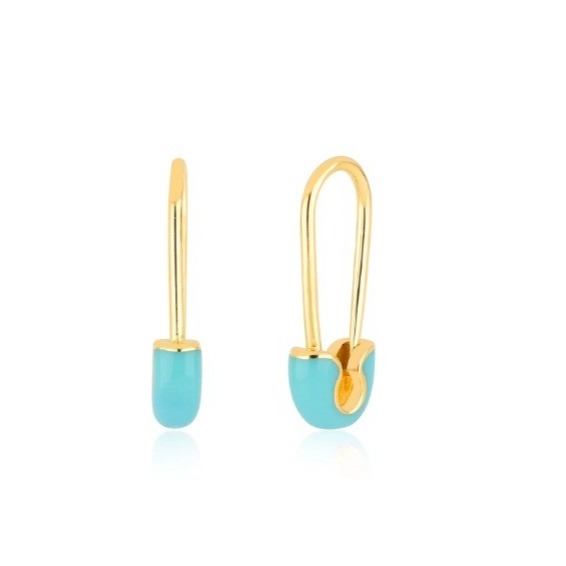 925 Sterling Gümüş Kadın Moda Pin Kulaklıkları Mavi Enamel Drop Finish ile süslenmiştir