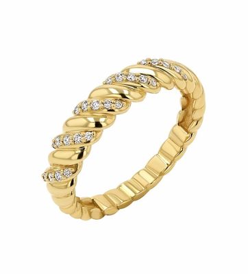 El yapımı Twist Klasik 925 Sterling Gümüş Kadın Yüzüğü 18K altınla kaplanmış mücevherler