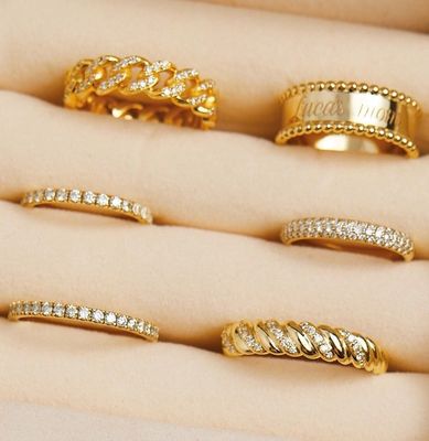 El yapımı Twist Klasik 925 Sterling Gümüş Kadın Yüzüğü 18K altınla kaplanmış mücevherler