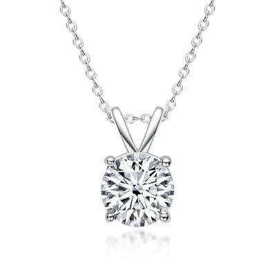 Kızlar için 925 Sterling Gümüş Kolye 18K Sarı Altın Yuvarlak Kesim Solitaire Taş Hediye