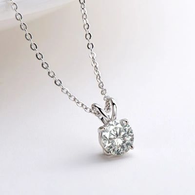 Kızlar için 925 Sterling Gümüş Kolye 18K Sarı Altın Yuvarlak Kesim Solitaire Taş Hediye