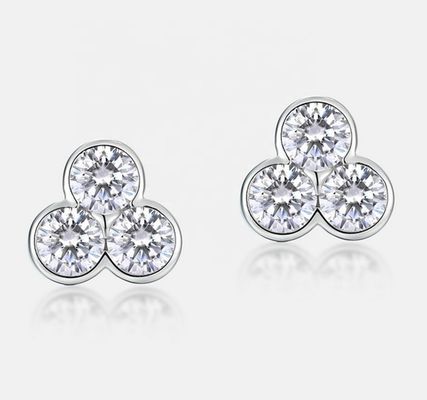S925 Gümüş Üç Taşlı Taşlı Kulaklık Kadınlar ve Kızlar İçin Rhodium Kaplamalı Güzel Mücevherler