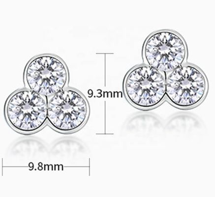 S925 Gümüş Üç Taşlı Taşlı Kulaklık Kadınlar ve Kızlar İçin Rhodium Kaplamalı Güzel Mücevherler