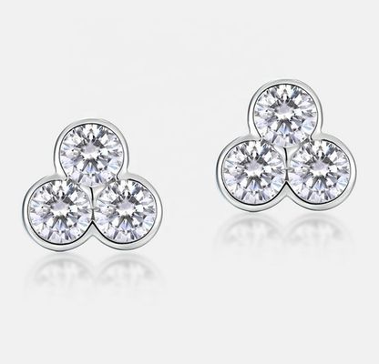 S925 Gümüş Üç Taşlı Taşlı Kulaklık Kadınlar ve Kızlar İçin Rhodium Kaplamalı Güzel Mücevherler