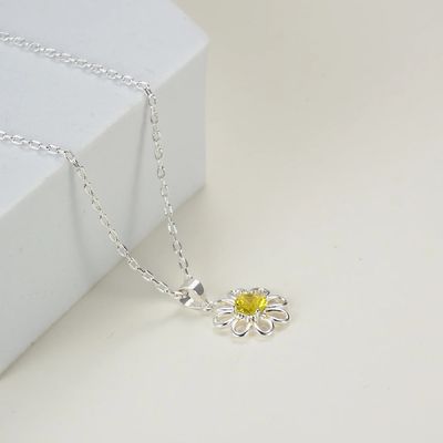 925 Sterling Gümüş Güneşböceği Kolyeli Zincirli Mücevher Tasarımı Sarı Kübik Zirkon