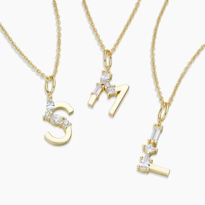 925 Sterling Gümüş CZ Harf Kolyeleri Moda Mücevherleri için Basit 18K Altın Kaplama