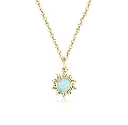 Güneşböceği Opal Ve Elmas Kolye 15MM Kadın Opal Kolye 45CM+5CM