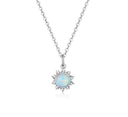 Güneşböceği Opal Ve Elmas Kolye 15MM Kadın Opal Kolye 45CM+5CM