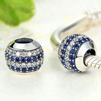 Moda Beyaz ve Mavi CZ 925 Sterling Gümüş Mücevher Yapım Aksesuarları