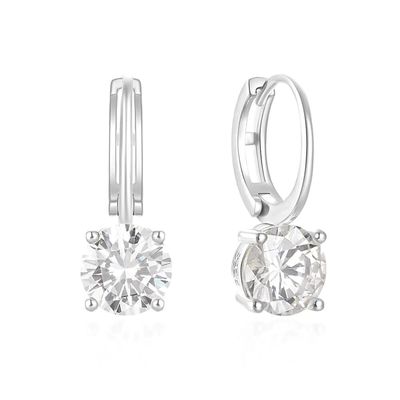 925 Sterling Gümüş 18K Altın Kaplama Solitaire Beyaz Kübik Zirkon Huggies Küpeler