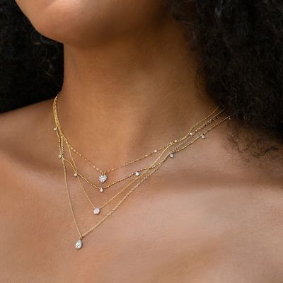 Disk Şekilli Minik 18K Altın Kaplama Klasik Stil Tasarımlı Kız Çocuk CZ Pırlanta Kolye