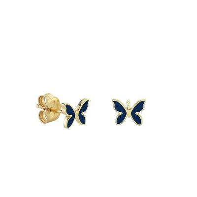 Küçük Beyaz Enamel Kelebek Şekilli 925 Sterling Gümüş Dönüşkü Kulaklıkları Ekspres Nakliye ile