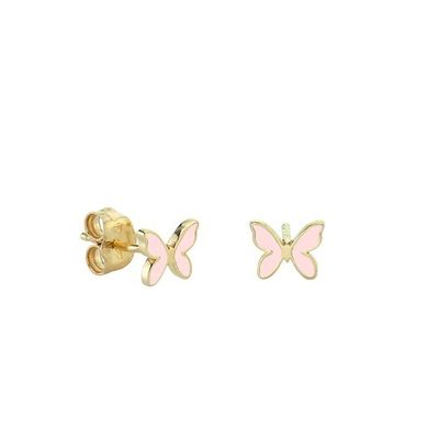 Küçük Beyaz Enamel Kelebek Şekilli 925 Sterling Gümüş Dönüşkü Kulaklıkları Ekspres Nakliye ile