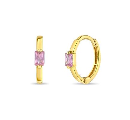 14K Altın 10mm Baguette Cut Pembe Kübik Zirkon Çocuklar için Halka Bileklikleri 50PRS MOQ ile