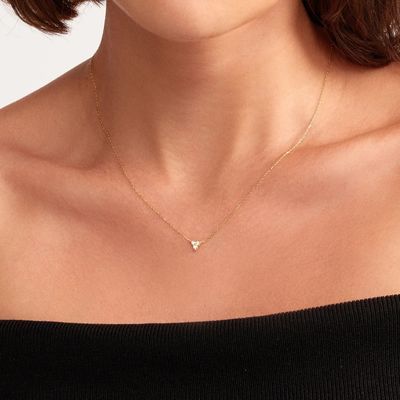 18K Altın Zirkon Kolye Gümüş Zincir Üçlü Elmas Kübik Zirkon Kolye
