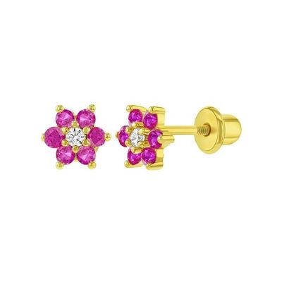 5mm 18k altın kaplamalı çiçek bebek küpeleri 925 sterling gümüşte çocuklar için mükemmel hediye