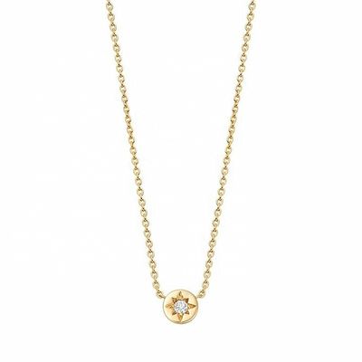Altın kaplama 925 Sterling Gümüş Starburst Elmas Disk Kolye Günlük Kullanım