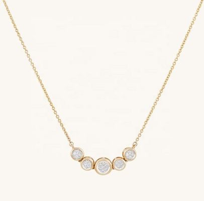 Rhodium 18k Altın Kolye Kadınlar 1.2mm Beyaz Altın Cz Kolye