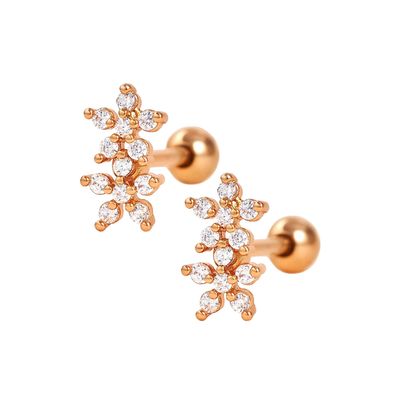 Klasik Biçik Çiçekler Top Sırt Düz Sırt 925 Sterling Gümüş Kızlar için Küp