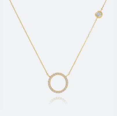 Altın kaplama S925 Gümüş Çember Kolye CZ Kadınlar için Kolye 925 Sterling Gümüş