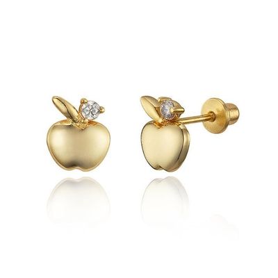 7mm Apple CZ Screw Back Baby Earrings in 925 Sterling Silver Perfect Gift for Babies