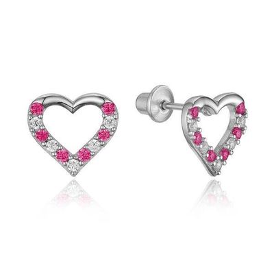 925 Sterling Gümüş'te Çocuklar İçin Mikro Gömlek Kalp Pembe Vuruşlu Kulaklıklar