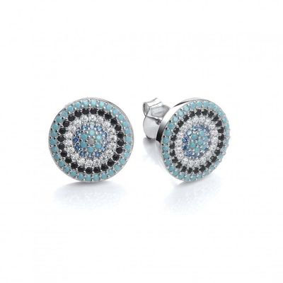 ZIRCON Çember 18K Altın Kaplama El Yapımı Mikron Pave CZ Göz Turkiye Tasarım Stud Küpesi 925 Sterling Gümüş