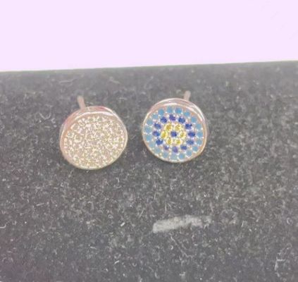 ZIRCON Çember 18K Altın Kaplama El Yapımı Mikron Pave CZ Göz Turkiye Tasarım Stud Küpesi 925 Sterling Gümüş