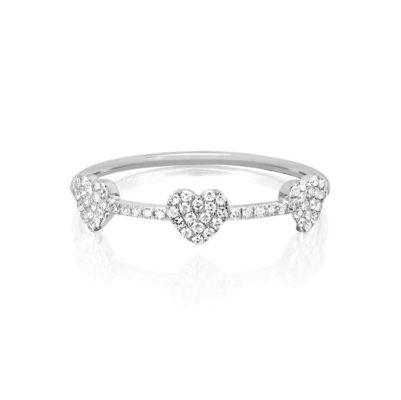 18K Altın 925 Sterling Gümüş Üç Mikro Pave Kalp Yüzüğü Kadınlar ve Şık