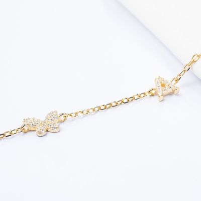 Kolye Mini 18K Altın Beyaz Mikron Pave CZ Kelebek 925 Sterling Gümüş Kolye
