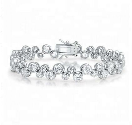 925 Sterling Gümüş Tenis Bileziği Beyaz CZ Taşı ve Bezel Ayarlama Seçeneği