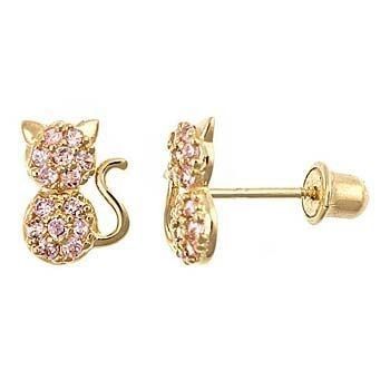 Mücevher Tipi KÜTÜSLER YCE6799 Pembe CZ Küçük Kızlar için Kedi Stud KÜTÜSLER