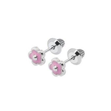 Tatlı Modali Pembe Çiçek Enamel Düğme Arka Küpe Şirin 925 Sterling Gümüş Tasarımı