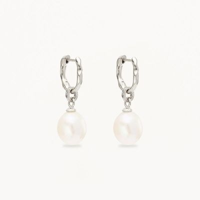 925 Gümüş Huggie Pearl Drop Küpeler ZIRKON Pearl Drop ile Huggie Küpeler
