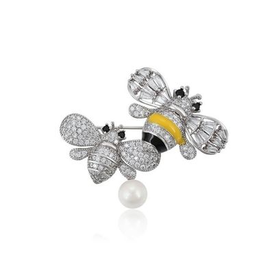 Şaşırtıcı Renkli Enamel Arı Broşu Kristal Rhinestone Bumble Bee Lapel Pin