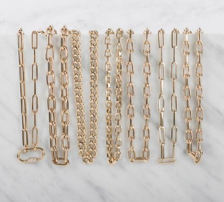 18K Altın Kaplama Büyük Kağıt Klip 925 Sterling Gümüş Oval Zincir Kolye OEM ile