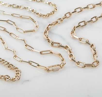 18K Altın Kaplama Büyük Kağıt Klip 925 Sterling Gümüş Oval Zincir Kolye OEM ile