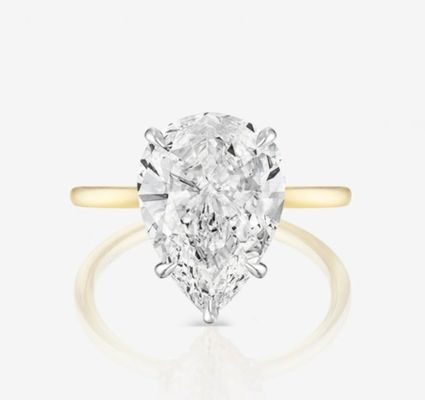 Temel Beyaz Kübik Zirkon Pear Cut Solitaire 925 Sterling Gümüş Düğün Yüzükleri