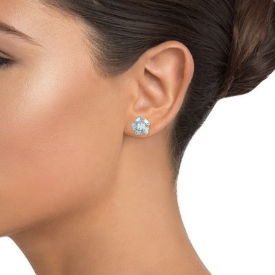 Özel Beyaz Altın Baguette Garnet Kluster Stud Kulaklıkları
