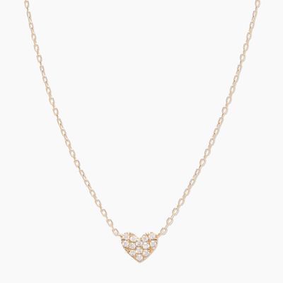 Kalp Pave Beyaz CZ Kadın Katmanı 925 Sterling Gümüş Kolye