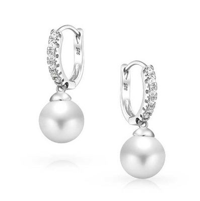 10MM İnci Kübik Zirkonya Dangle Kulaklık OEM CZ Dangle Drop Kulaklık