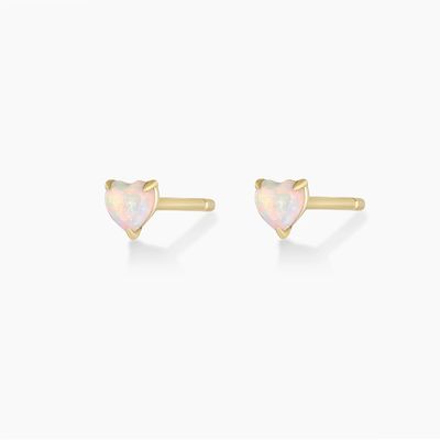 Prong Setting Opal Heart Stud Bileklik 925 Sterling Gümüş Zeki 18K Altın Kaplama